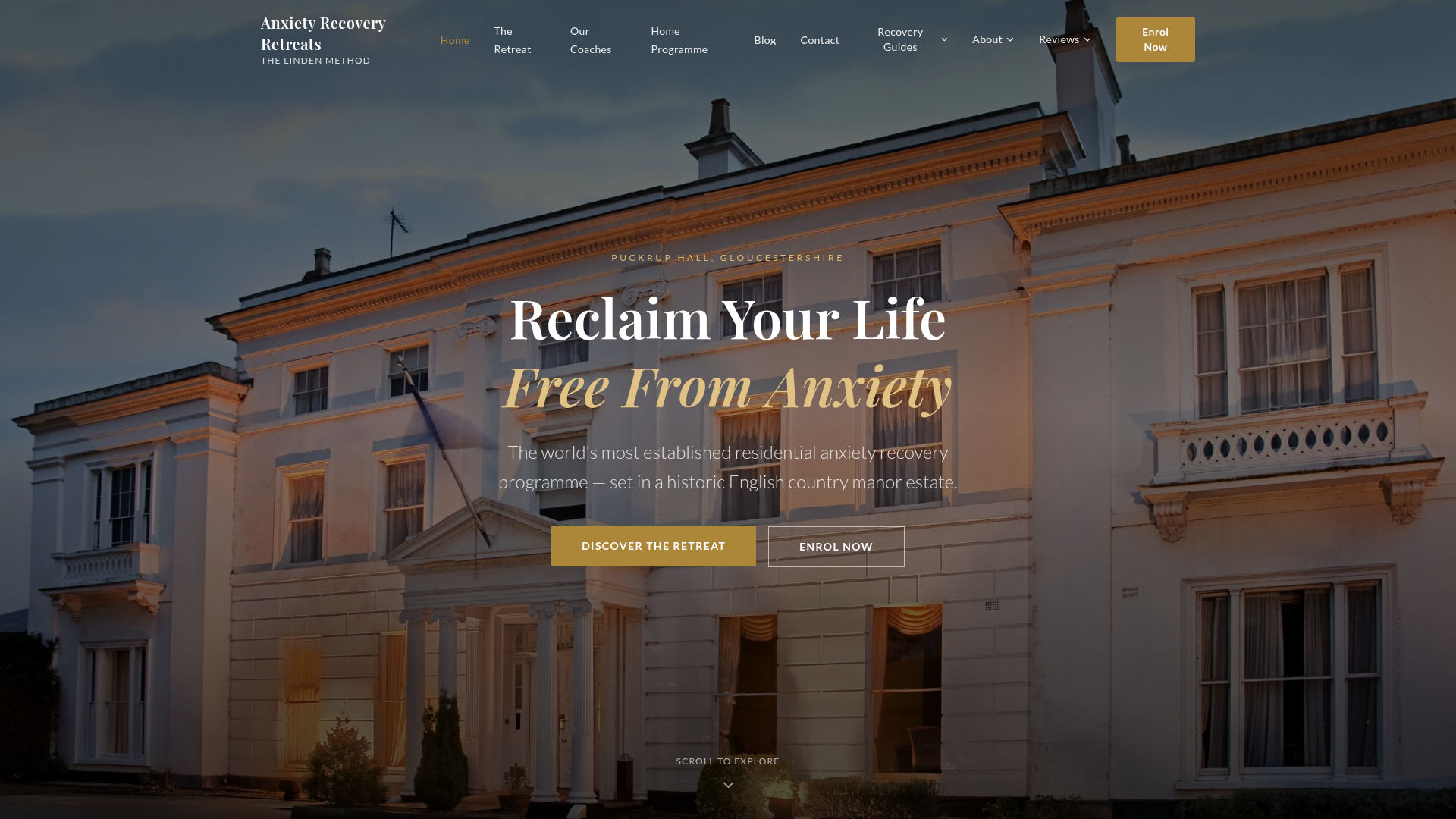 Anxiety Recovery Retreats website